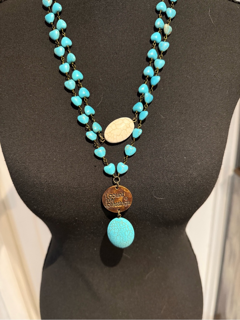 I Count My Blessings Turquoise Heart Necklace by Katia Designs